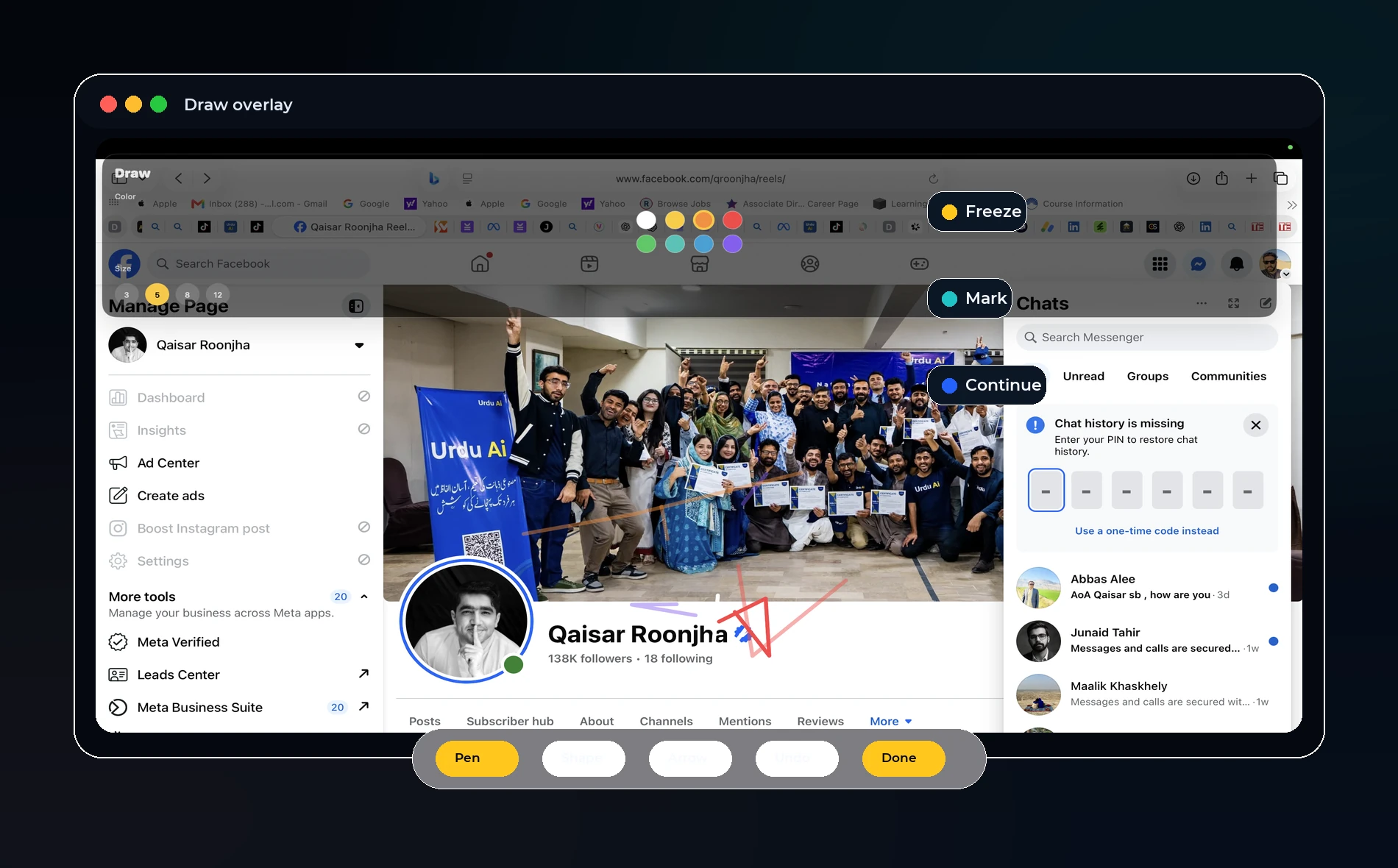 OurScreen product visual for draw on screen while recording Mac
