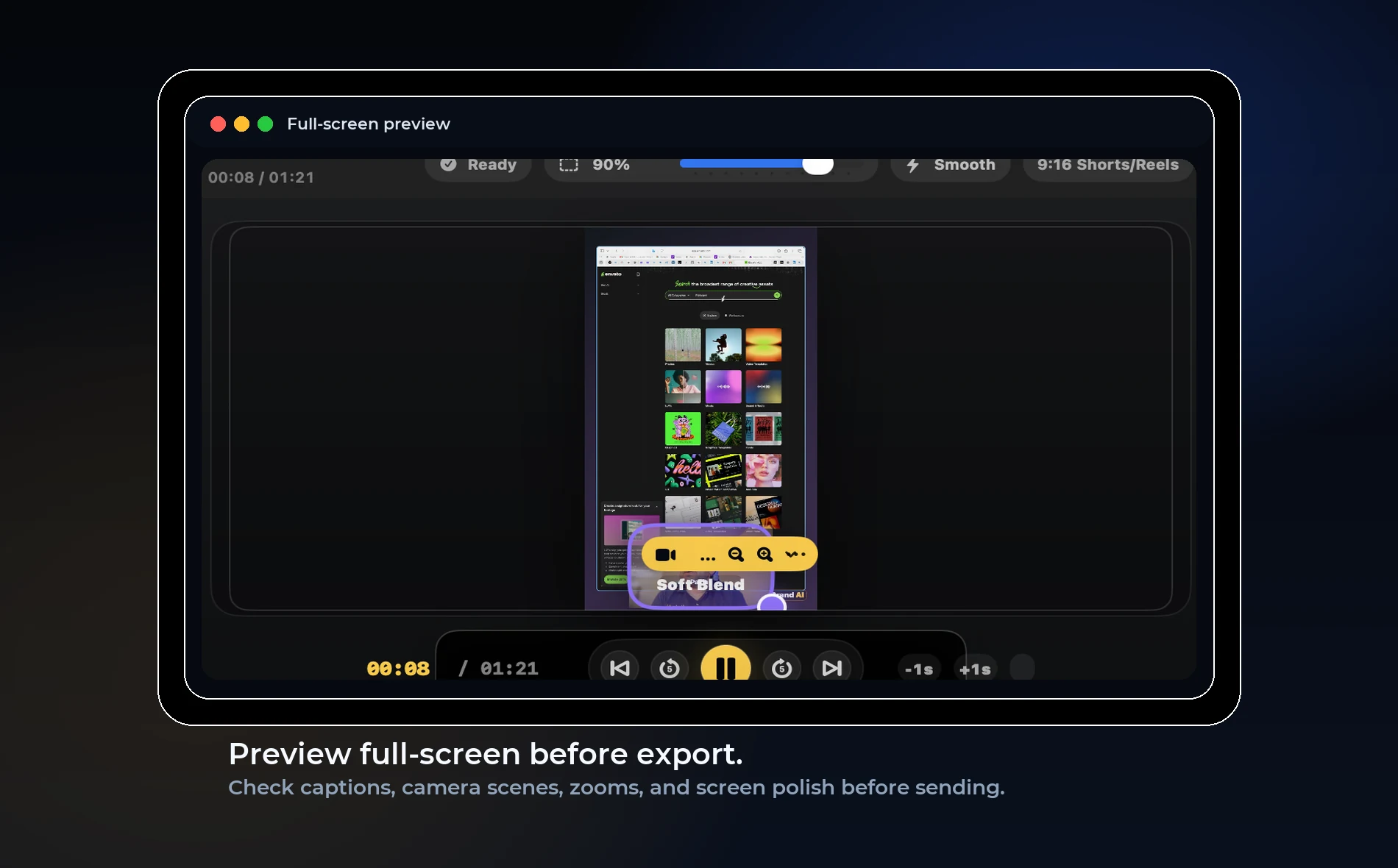 OurScreen product visual for record prompt writing video Mac